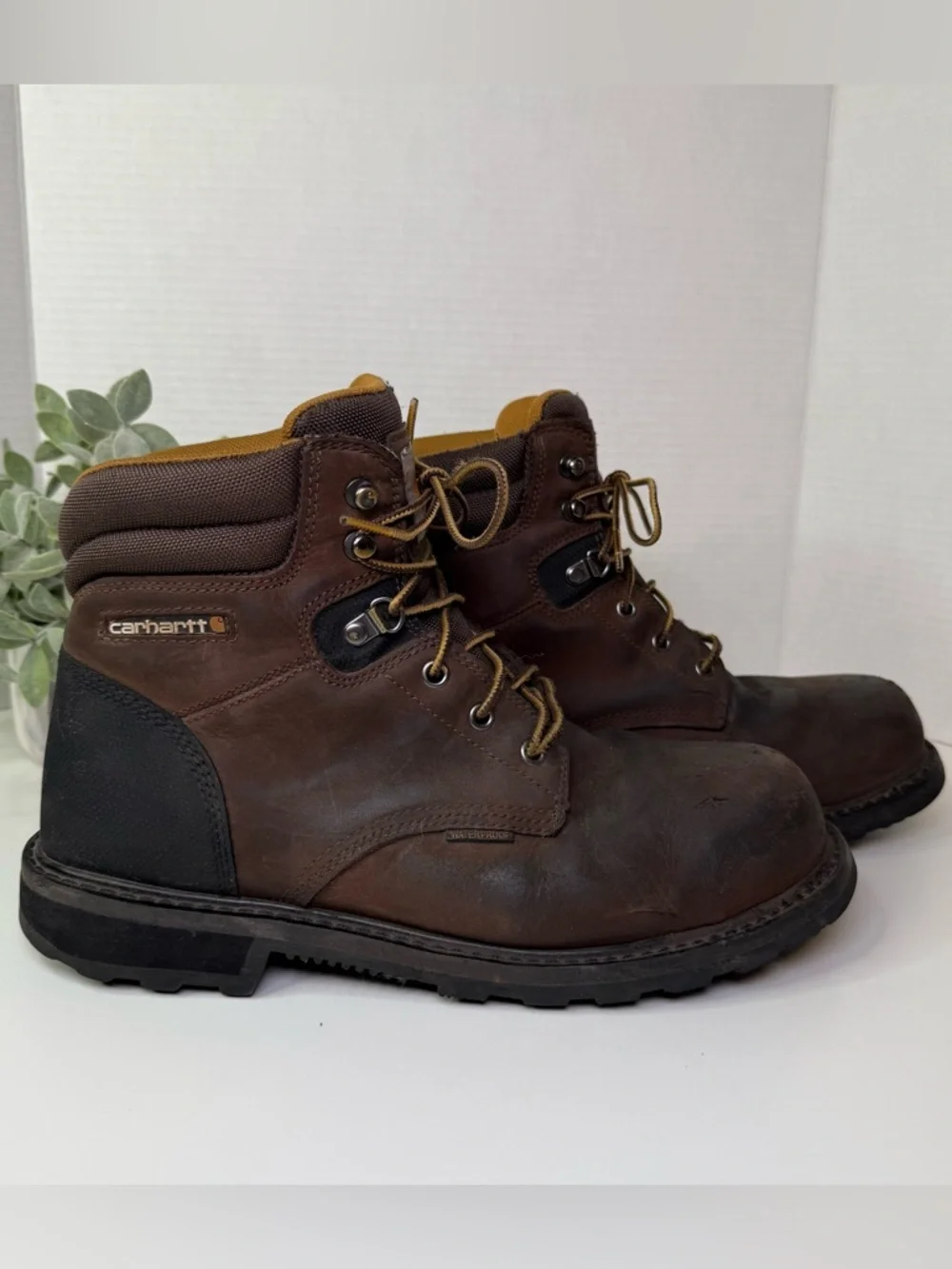 Carhartt CMW6273 Size 10W Brown Leather Waterproof Classic Men's Work Boots